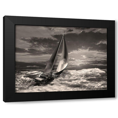 Sunrise Sail Black Modern Wood Framed Art Print by Anonymous