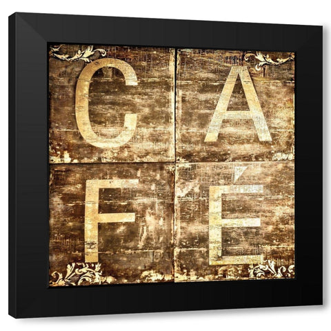 Cafe Sign Black Modern Wood Framed Art Print by Molcan, M.