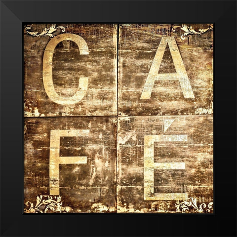 Cafe Sign Black Modern Wood Framed Art Print by Molcan, M.