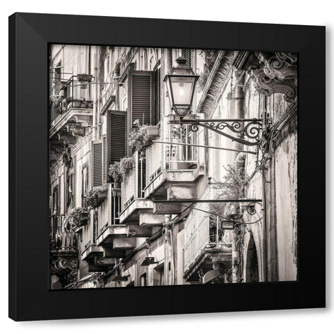 Mediterranean Street Scene Black Modern Wood Framed Art Print by Molcan, M.