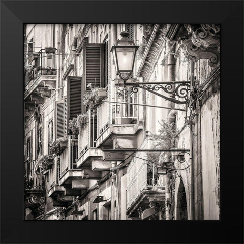Mediterranean Street Scene Black Modern Wood Framed Art Print by Molcan, M.