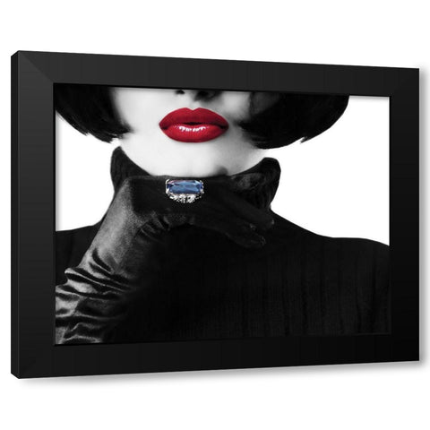 Ruby Lips I Black Modern Wood Framed Art Print with Double Matting by Anonymous