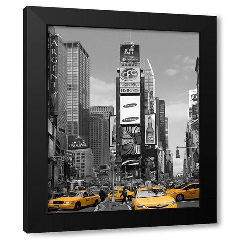 Yellow Cabs at Times Square North Black Modern Wood Framed Art Print by Maloratsky, Igor