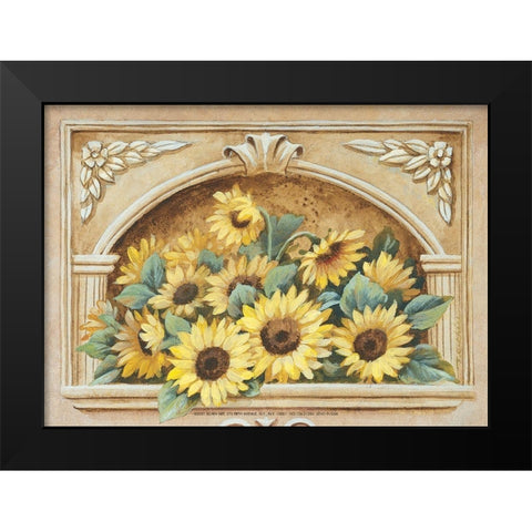 Sunflower Fresco Black Modern Wood Framed Art Print by Unknown