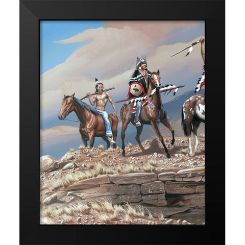 War Party II Black Modern Wood Framed Art Print by Unknown