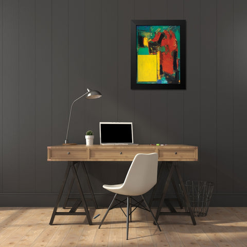 Abstract Yellow/Red Black Modern Wood Framed Art Print by Unknown