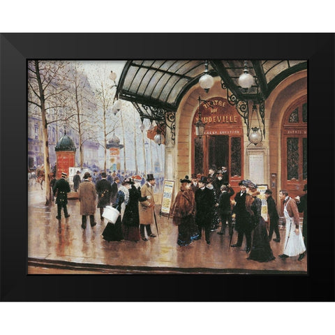 Sur la Rue Black Modern Wood Framed Art Print by Unknown
