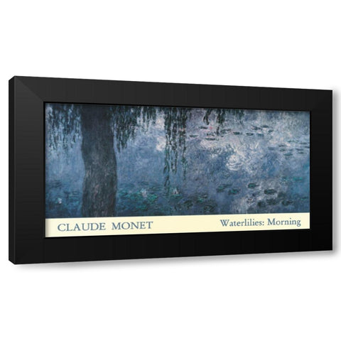 Waterlilies Black Modern Wood Framed Art Print with Double Matting by Monet, Claude
