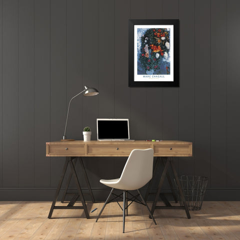 Bouquet Black Modern Wood Framed Art Print by Chagall