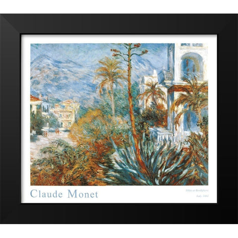 Bordighera Black Modern Wood Framed Art Print by Monet, Claude