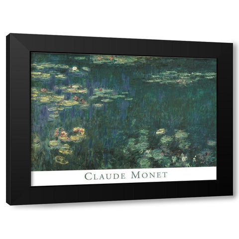 Water Lilies Black Modern Wood Framed Art Print with Double Matting by Monet, Claude