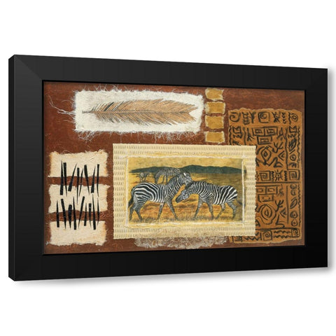 Zebra Safari Black Modern Wood Framed Art Print by Unknown