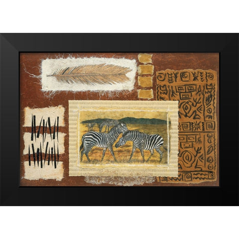 Zebra Safari Black Modern Wood Framed Art Print by Unknown