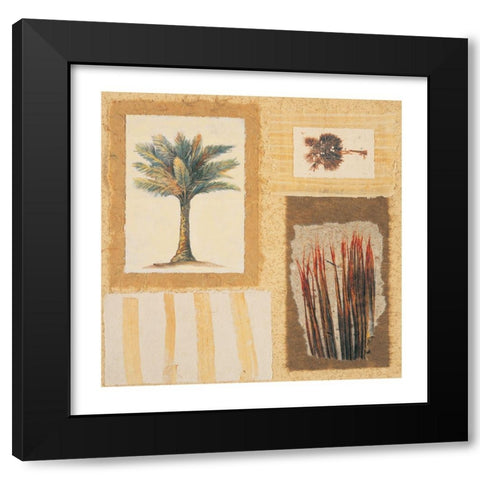 Palm Collage I Black Modern Wood Framed Art Print by Unknown