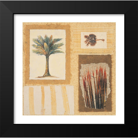 Palm Collage I Black Modern Wood Framed Art Print by Unknown