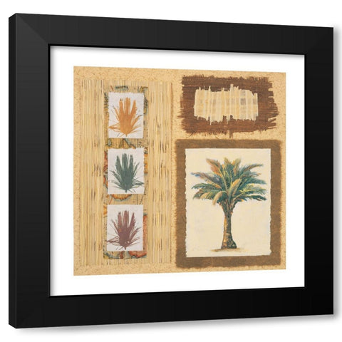 Palm Collage II Black Modern Wood Framed Art Print by Unknown