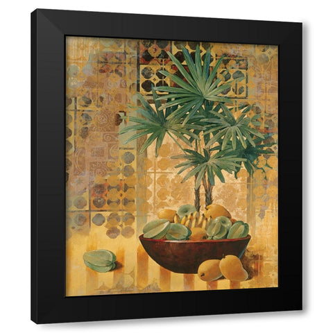 Potted Palm with Fruit I Black Modern Wood Framed Art Print by Unknown