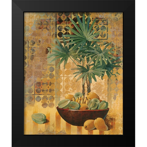 Potted Palm with Fruit I Black Modern Wood Framed Art Print by Unknown