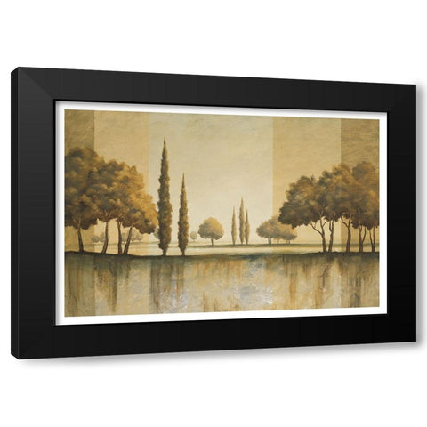 Golden Trees Black Modern Wood Framed Art Print by Unknown