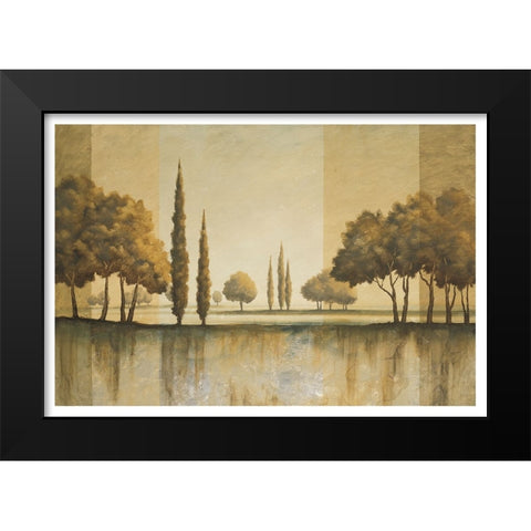 Golden Trees Black Modern Wood Framed Art Print by Unknown
