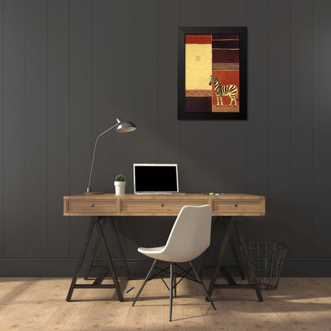 Abstract Zebra Black Modern Wood Framed Art Print by Unknown