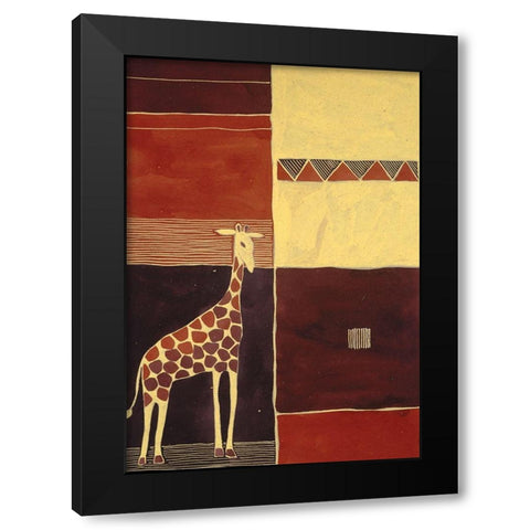 Abstract Giraffe Black Modern Wood Framed Art Print with Double Matting by Unknown