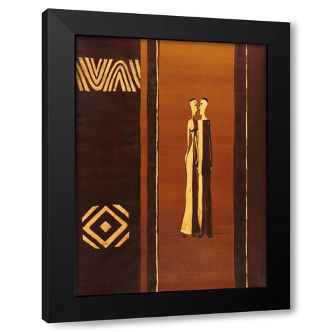 African Couple Black Modern Wood Framed Art Print with Double Matting by Unknown