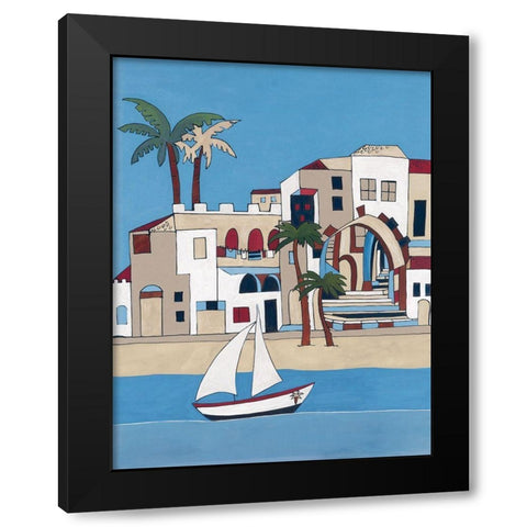 Seaside Village II Black Modern Wood Framed Art Print by Unknown