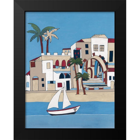 Seaside Village II Black Modern Wood Framed Art Print by Unknown
