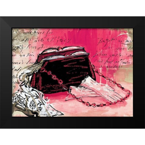 Purse and Gloves Black Modern Wood Framed Art Print by Unknown