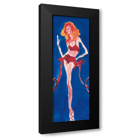 Girly Girl Blue Black Modern Wood Framed Art Print by Unknown