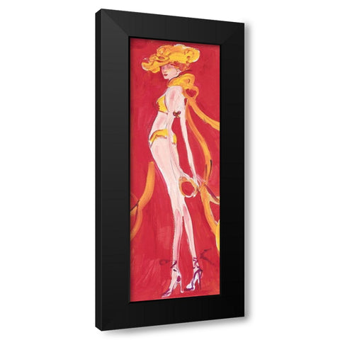 Girly Girl Yellow Black Modern Wood Framed Art Print with Double Matting by Unknown