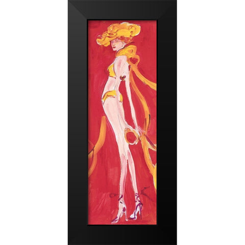 Girly Girl Yellow Black Modern Wood Framed Art Print by Unknown