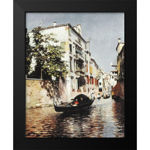 venetian Gondola Black Modern Wood Framed Art Print by Unknown