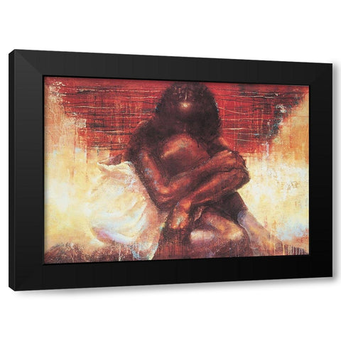 Abstract Embrace Black Modern Wood Framed Art Print by Unknown