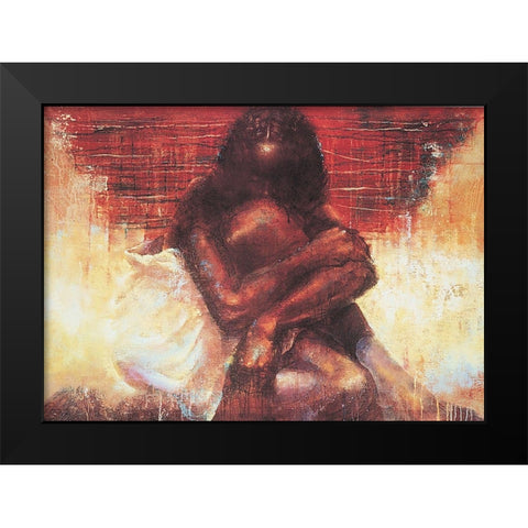 Abstract Embrace Black Modern Wood Framed Art Print by Unknown
