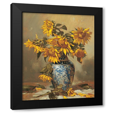 Sunflowers in Vase II Black Modern Wood Framed Art Print by Unknown