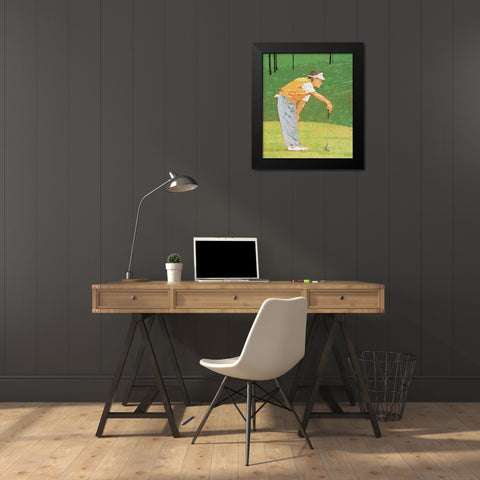Golf - Putt Black Modern Wood Framed Art Print by Unknown