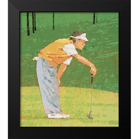 Golf - Putt Black Modern Wood Framed Art Print by Unknown