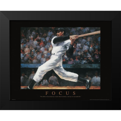 Focus - Baseball Black Modern Wood Framed Art Print by Frontline