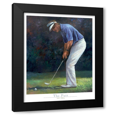 Golf The Putt Black Modern Wood Framed Art Print with Double Matting by Frontline