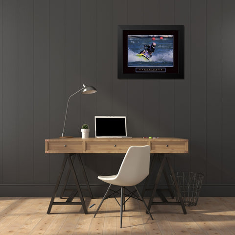 Experience - Jet Ski Black Modern Wood Framed Art Print by Frontline