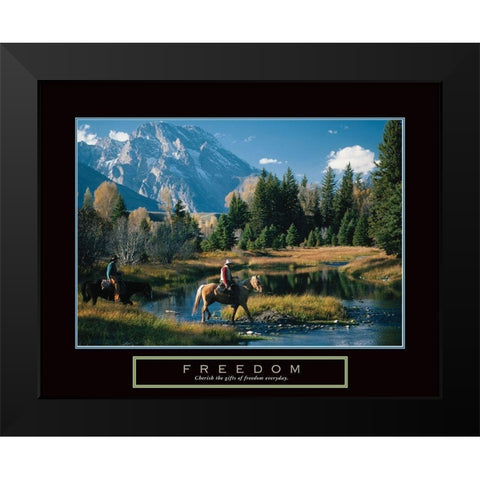 Freedom - Cowboys Black Modern Wood Framed Art Print by Unknown