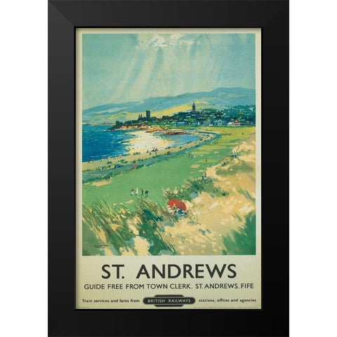 Golf - St Andrews Black Modern Wood Framed Art Print by Unknown