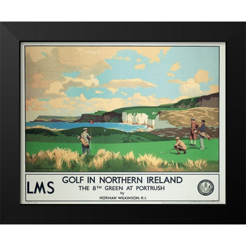 Golf - Northern Island Black Modern Wood Framed Art Print by Unknown