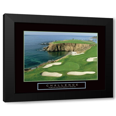 Challenge - Golf by the Sea Black Modern Wood Framed Art Print with Double Matting by Frontline