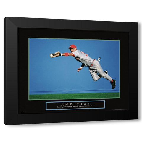 Ambition - Baseball Black Modern Wood Framed Art Print with Double Matting by Frontline