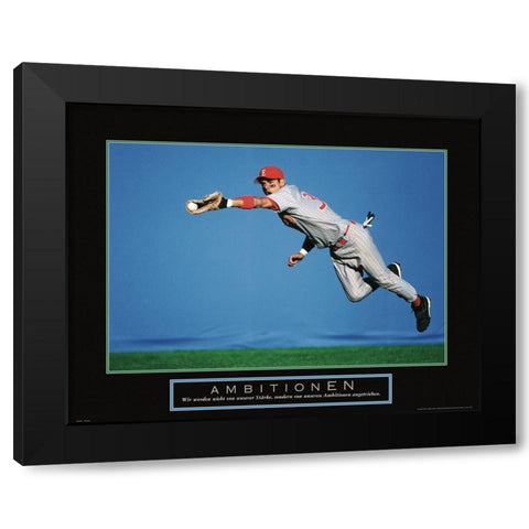 Ambitionen - Baseball Black Modern Wood Framed Art Print by Frontline
