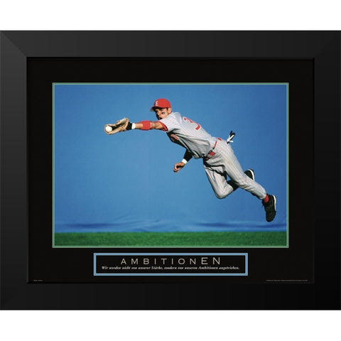 Ambitionen - Baseball Black Modern Wood Framed Art Print by Frontline
