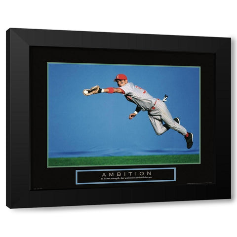 Ambition - Baseball Black Modern Wood Framed Art Print by Frontline